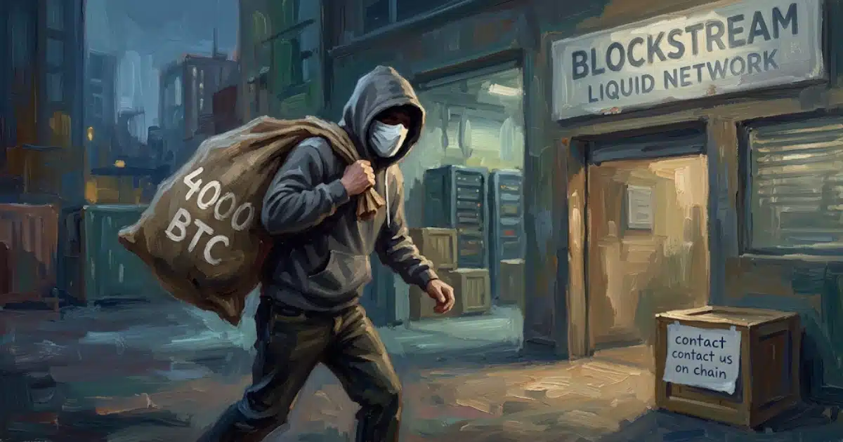 Liquidの準備金から4,000BTC、ホワイトハットを名乗る何者かが引き出す