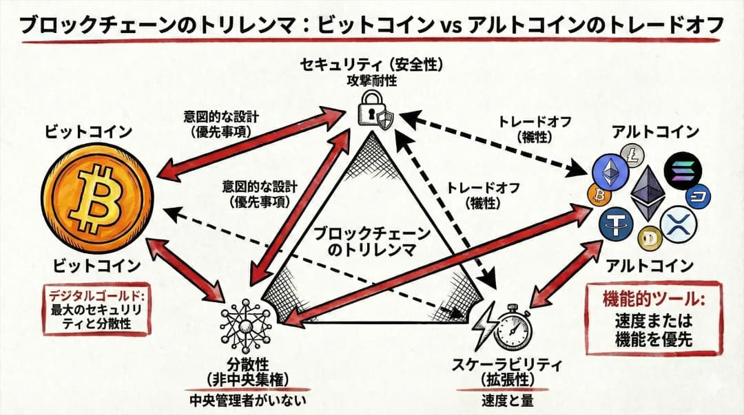 1. なぜアルトコインが生まれるのか?「ブロックチェーンのトリレンマ」